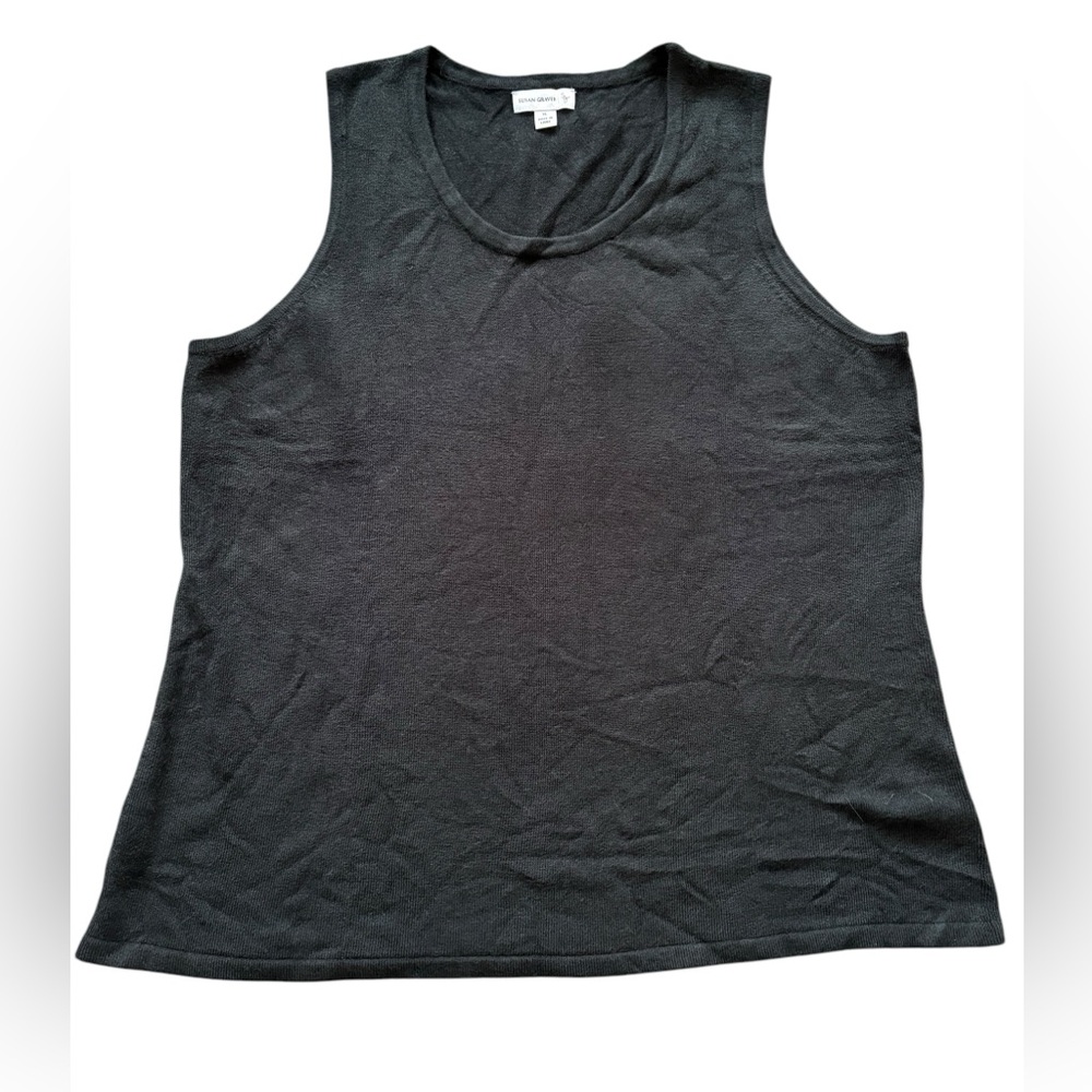 XL Susan Graver Black Liquid Knit Sleeveless Scoop Neck Top